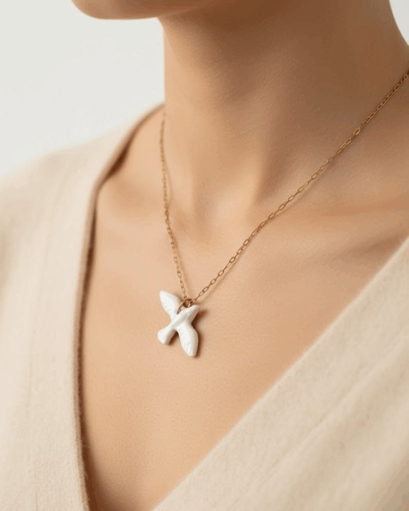 collier hello so oiseau blanc