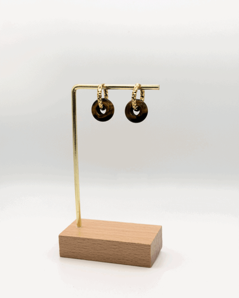 hello so boucle d oreille oeil du tigre donuts martelee