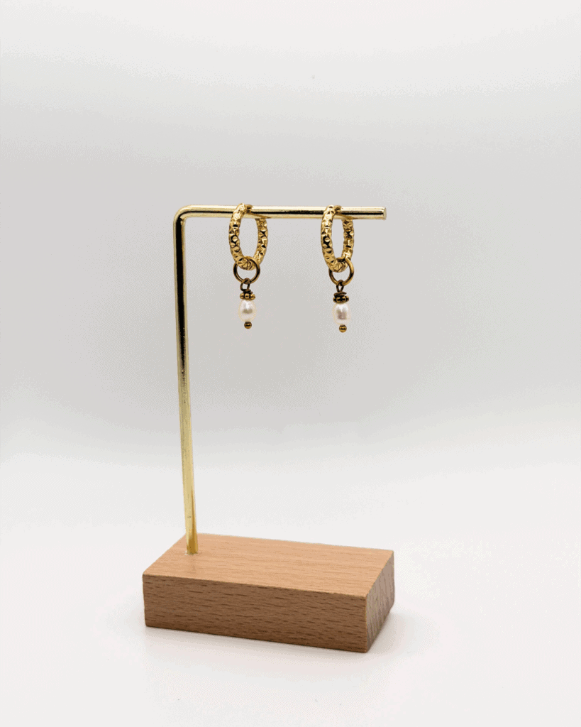 boucle oreilles perle de culture creole martelee