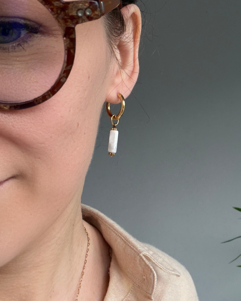 boucle d oreille howlite marbre blanc