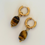 boucle d oreilles oeil du tigre olive creoles