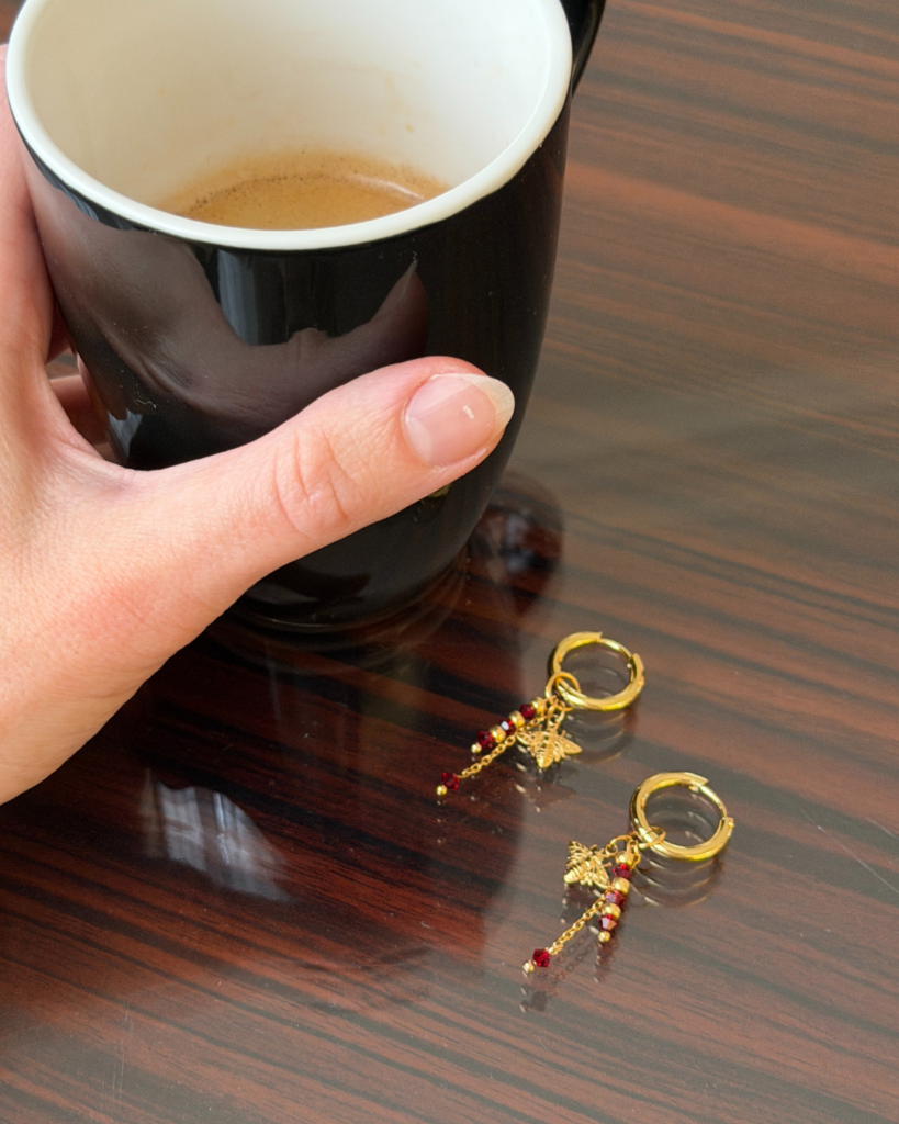 creoles abeilles grenat dore