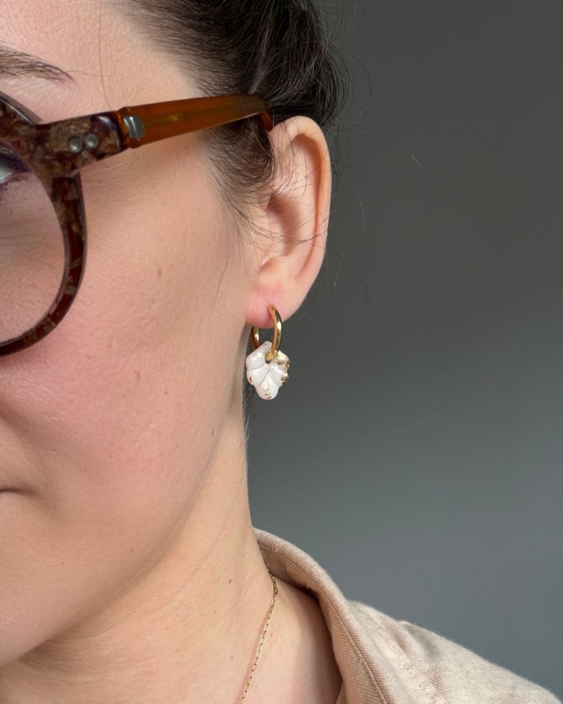 pampille feuille blanc porcelaine