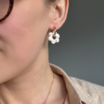 pampille fleur blanc or