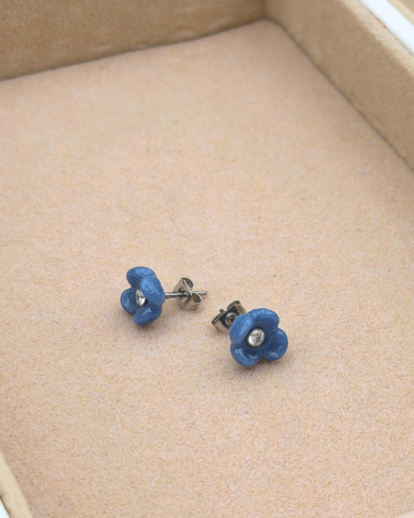 boucle d oreilles fleur de waide argente