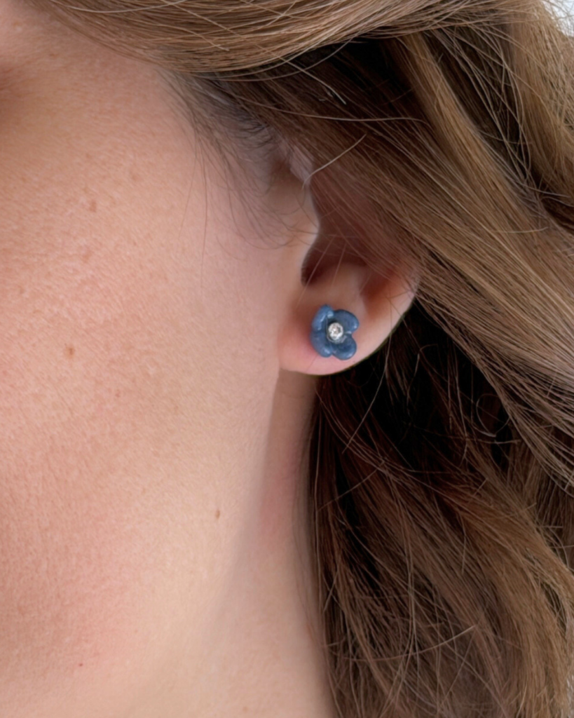 boucle d oreilles fleur de waide bleu