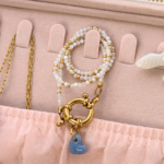 ras de cou coeur bleu nacre