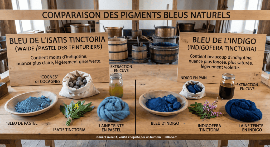 comparaison pigment waide et indigo