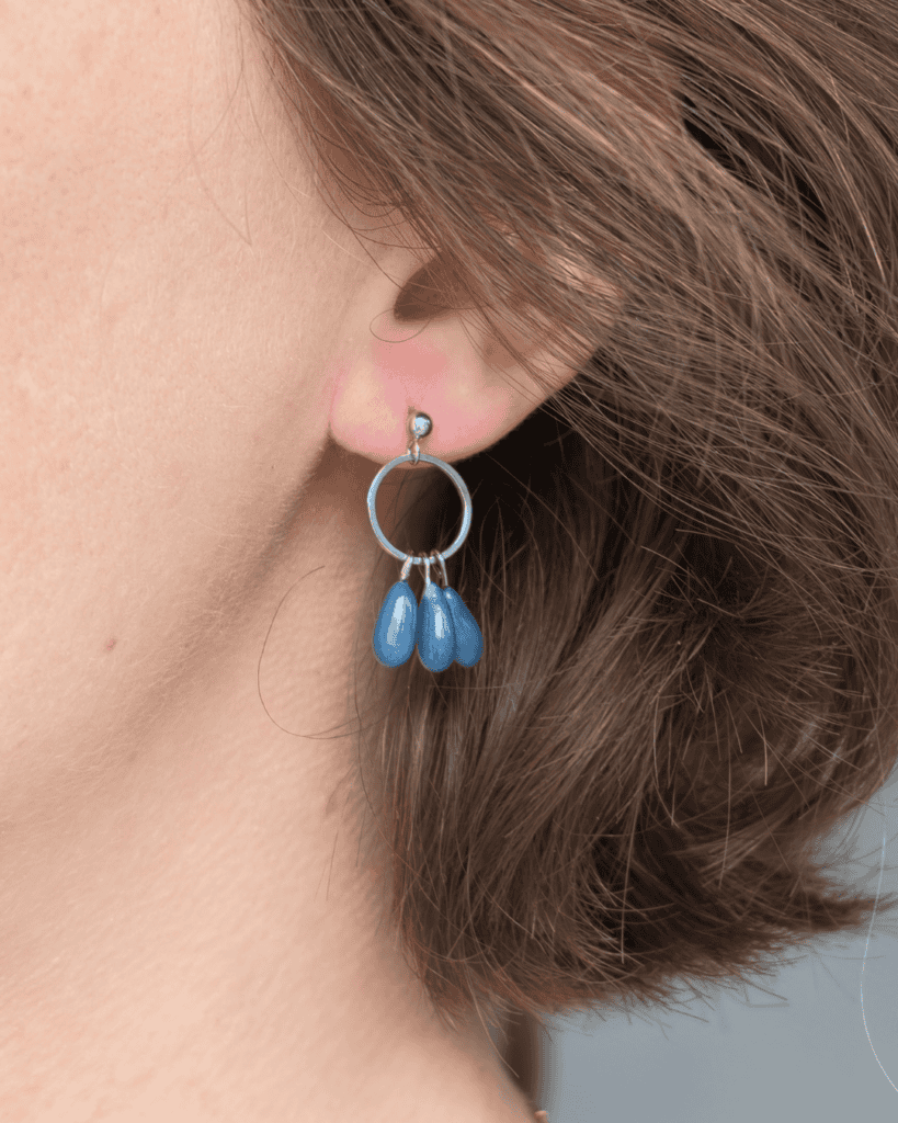 boucles d oreilles trio goutte de waide argente