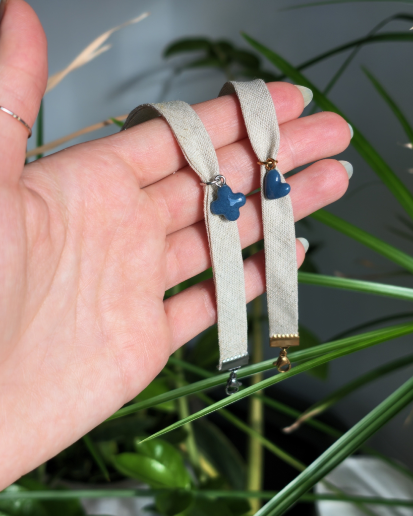 bracelet en lin au bleu d amiens