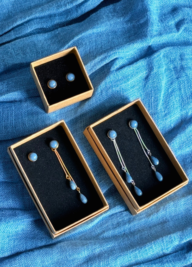 boucles d oreilles bleu cocagne waide