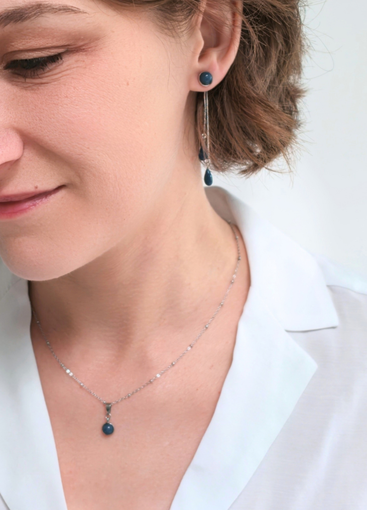 parure bijou bleu argent